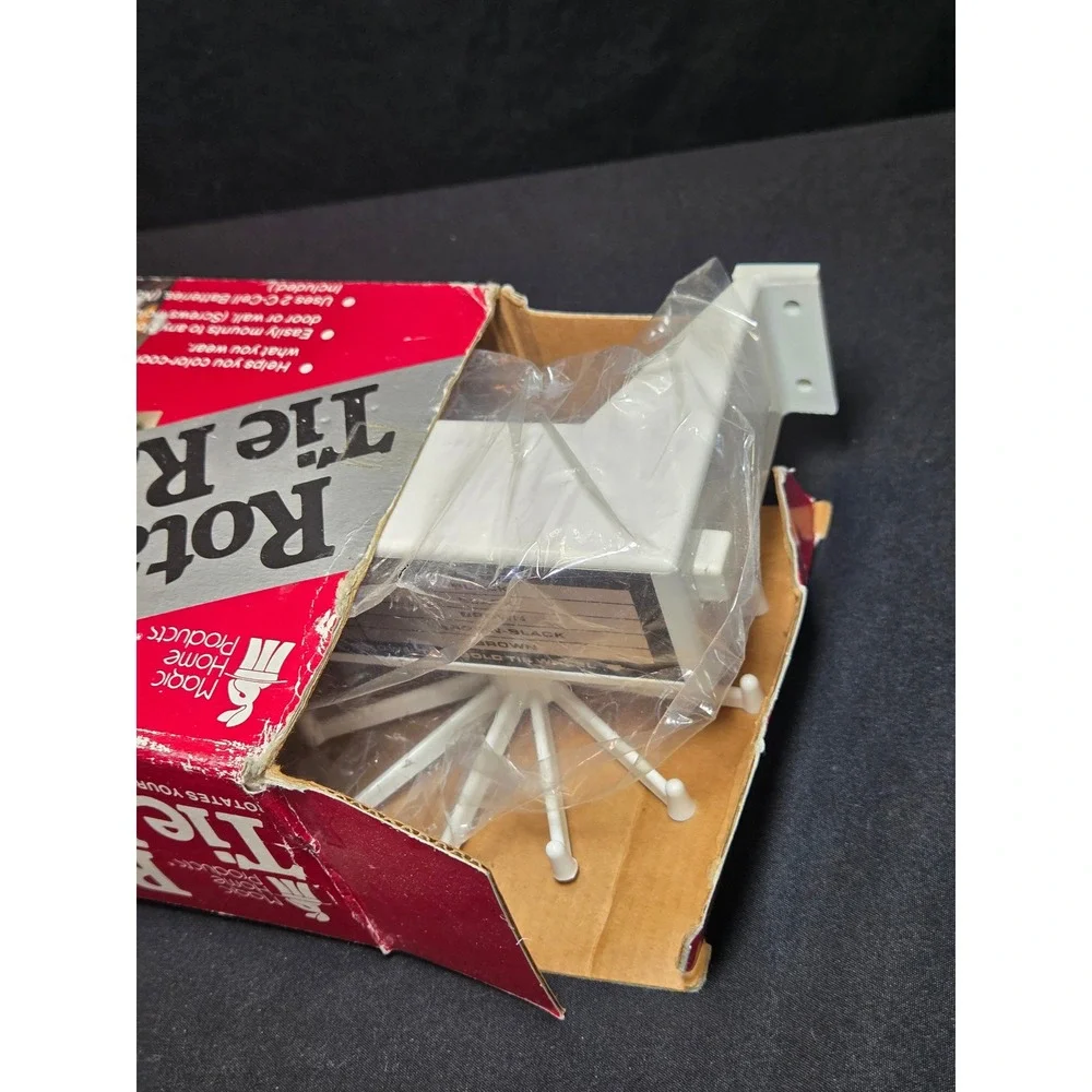 Vintage 1987 Magic Home Product Rotating Tie Rack-o-matic Battery Operated White